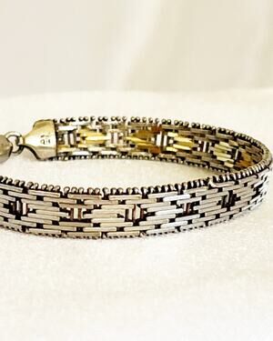 MILOR Italy Sterling Silver 925 Chevon Woven Bracelet 7.5 Vintage